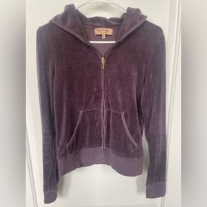 Juicy Couture Purple Velour Zip-Up Hoodie w Silver Rhinestones